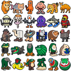 6-200pcs Hot sales Brainrot Cartoon Animals Series PVC shoe Accessories Detachable Waterproof  DIY Shoe Decorations Kids Giftsts