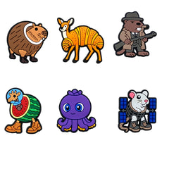6-200pcs Hot sales Brainrot Cartoon Animals Series PVC shoe Accessories Detachable Waterproof  DIY Shoe Decorations Kids Giftsts