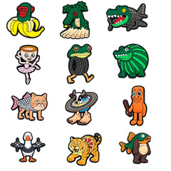 6-200pcs Hot sales Brainrot Cartoon Animals Series PVC shoe Accessories Detachable Waterproof  DIY Shoe Decorations Kids Giftsts