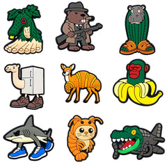 6-200pcs Hot sales Brainrot Cartoon Animals Series PVC shoe Accessories Detachable Waterproof  DIY Shoe Decorations Kids Giftsts