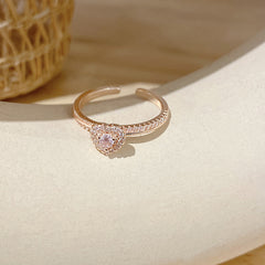 Elegant Pink Love Adjustable Zircon Ring Bracelet