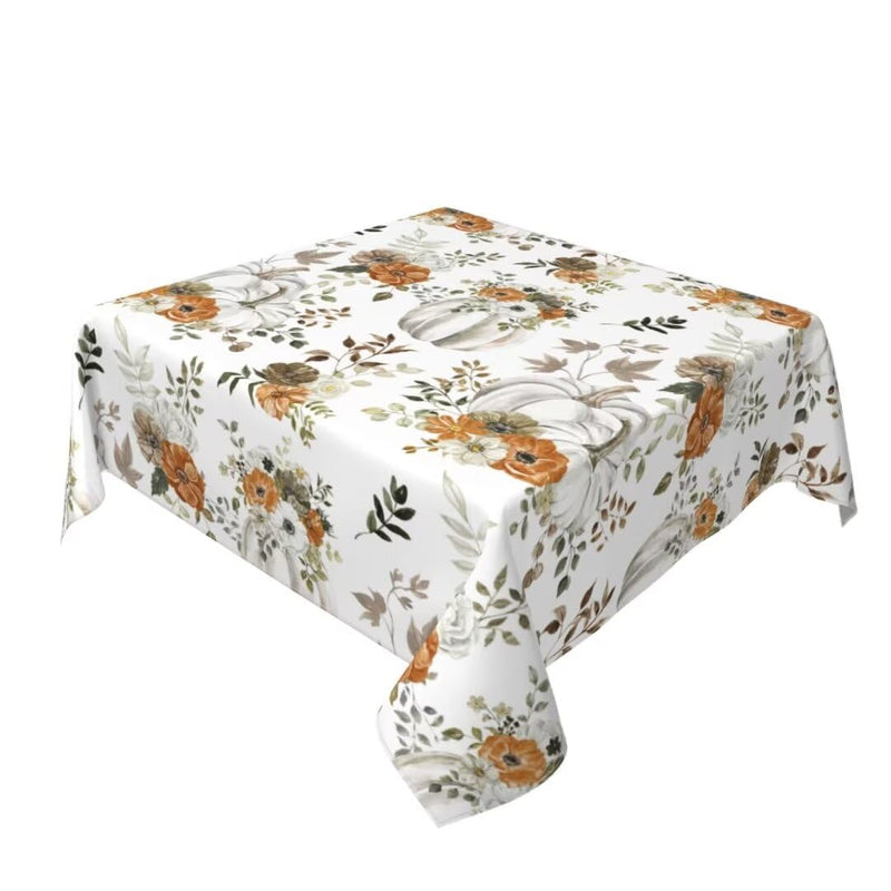 Sunshineyan Fall Tablecloth 60 x 60 Inch Square Pumpkin Maple Leaves Tablecloths Tablecloths Outdoor Polyester Thanksgiving Autumn Table Cover for Holiday Party Picnic Dinner Decor