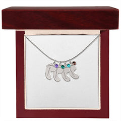 Baby Feet Necklace with Birthstone - Engraved