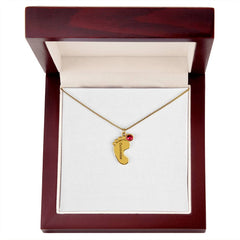 Baby Feet Necklace with Birthstone - Engraved