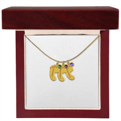 Baby Feet Necklace with Birthstone - Engraved