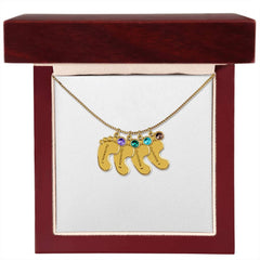 Baby Feet Necklace with Birthstone - Engraved