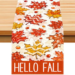 Heirloom Haven Fall Thanksgiving Table Runner Maple Leaves Hello Fall Decorative Autumn Harvest Seasonal Holiday Table Runner Decoration for Farmhouse Kitchen Dinning Outdoor Home Party Decor 13x72in