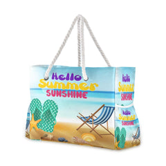 senya Large Beach Bags Totes Swim Canvas Tote Shoulder Bag Water Resistant Bags for Gym Travel Daily (Beach Summer With Flip-Flops)