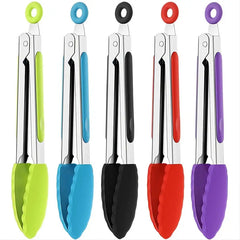 5PCS 7″ Silicone Tip Kitchen Tongs