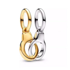 UIHEI Openable & Splittable Handcuffs Dangle Charm for Women Necklace or Bracelet Charm in 925 Sterling SilverMothers Day Birthday Halloween Valentines Day Jewelry Gifts for Women Mom Wife