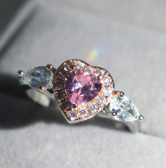 Rose Gold Pink Heart Shaped Zirconia Women's Ring