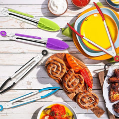 5PCS 7″ Silicone Tip Kitchen Tongs