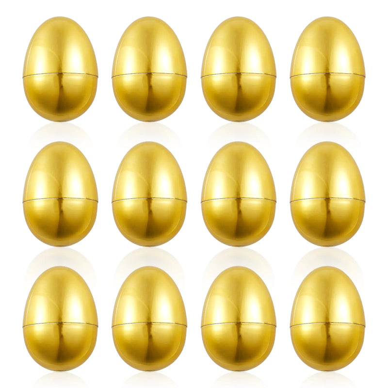 12pcs Golden Easter Eggs Fillable Easter Eggs Plastic Easter Eggs Empty Easter Egg Hunt Games Party Favor Fillers Basket Stuffers Crafts for Easter Party Company Activities